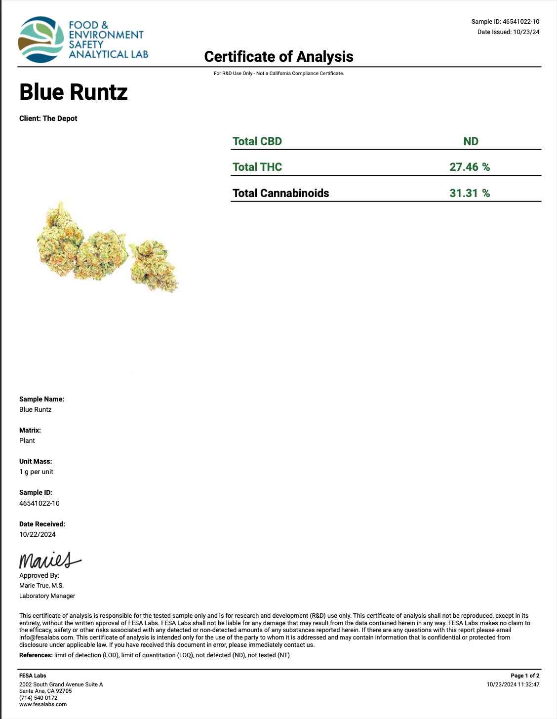 Blue Runtz Top Shelf THCa - Hybrid - 27.46%