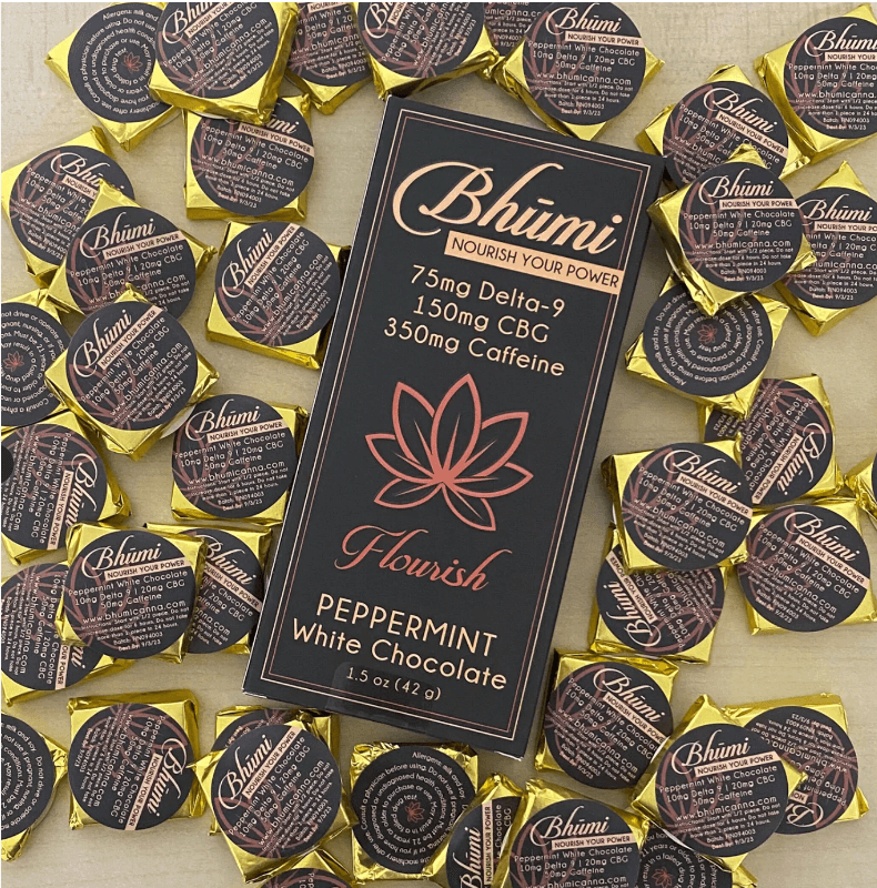 Bhumi Delta 9/CBG/Caffeine White Chocolate Peppermint Bar