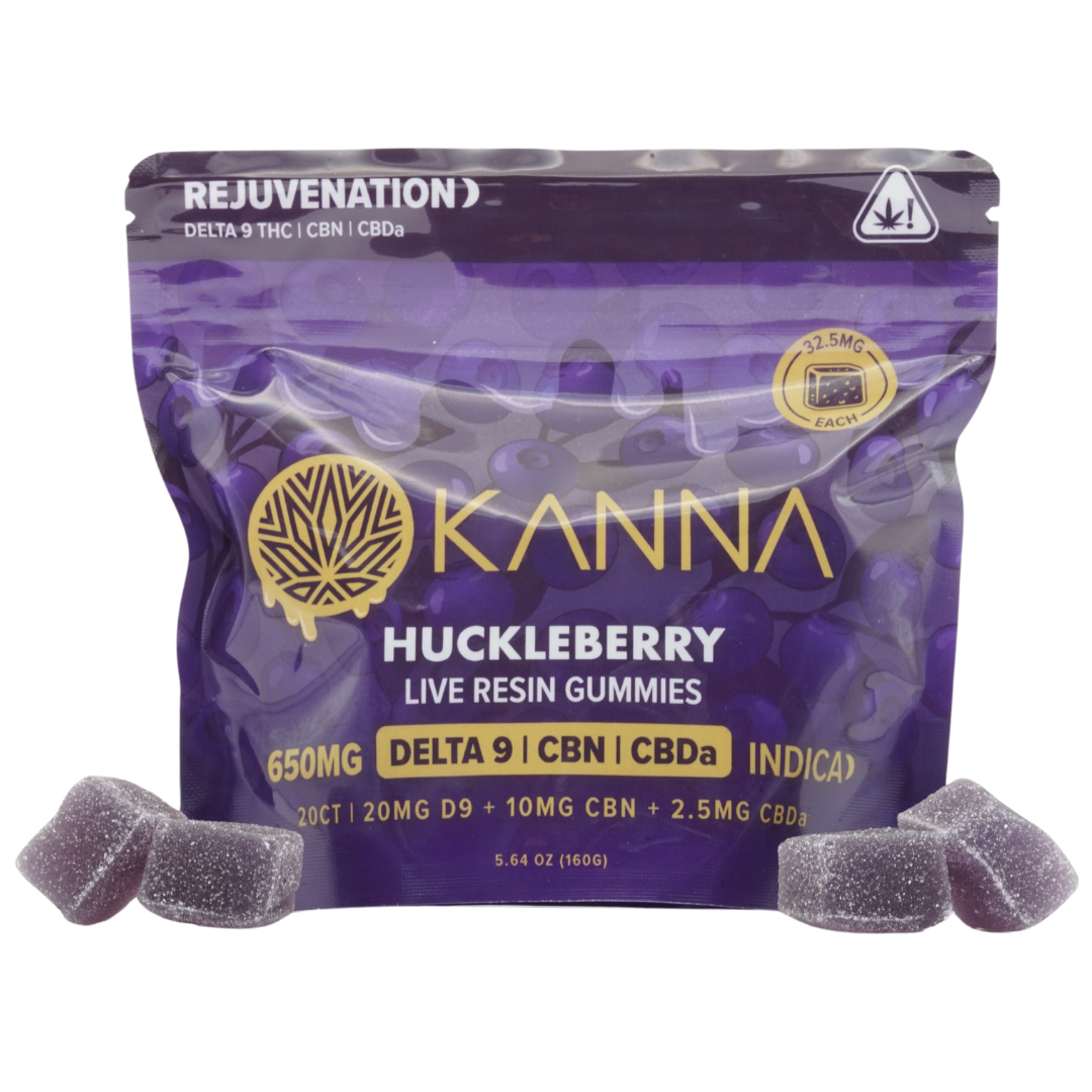 KANNA "Rejuvenation" Huckleberry Live Resin Indica Gummies - D9/CBN/CBD