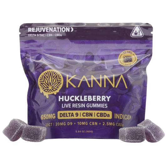 KANNA "Rejuvenation" Huckleberry Live Resin Indica Gummies - D9/CBN/CBD