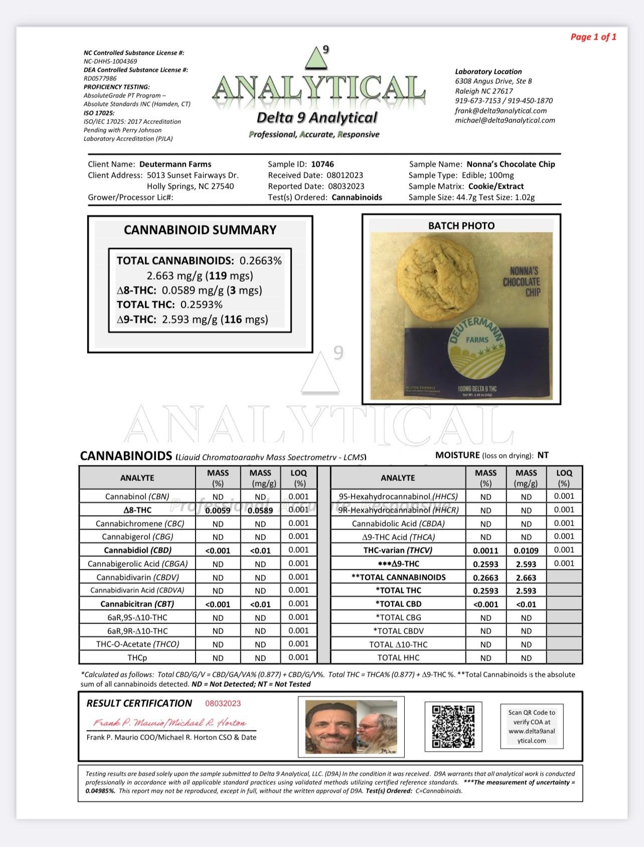 Deutermann Farms Delta-9 100mg THC Cookie - KANNA