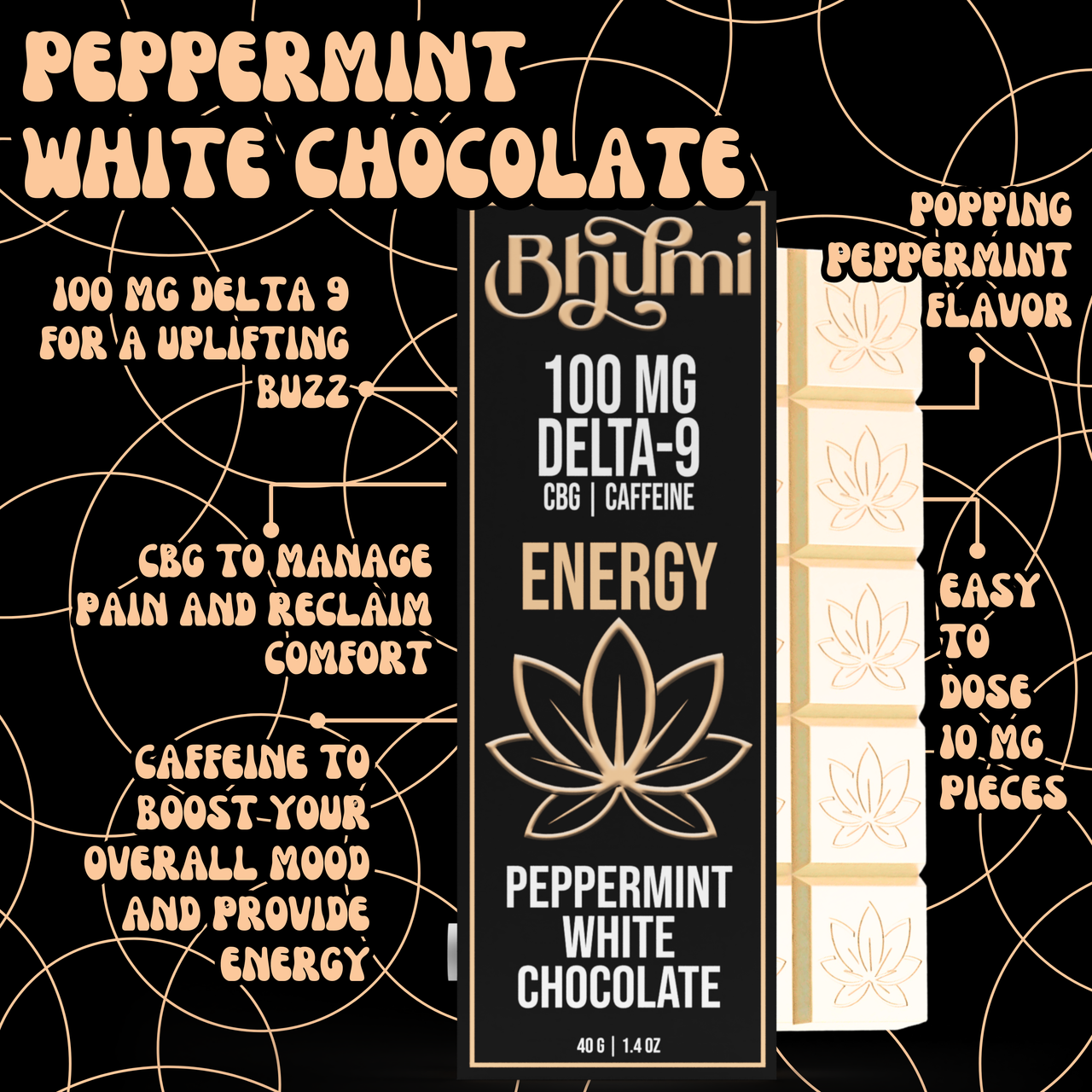 Bhumi Delta 9/CBG/Caffeine White Chocolate Peppermint Bar