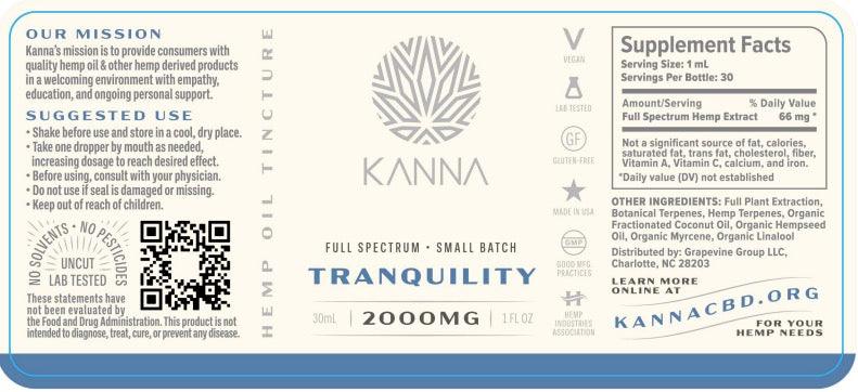 KANNA • CBD Tranquility Oil 2000mg - KANNA