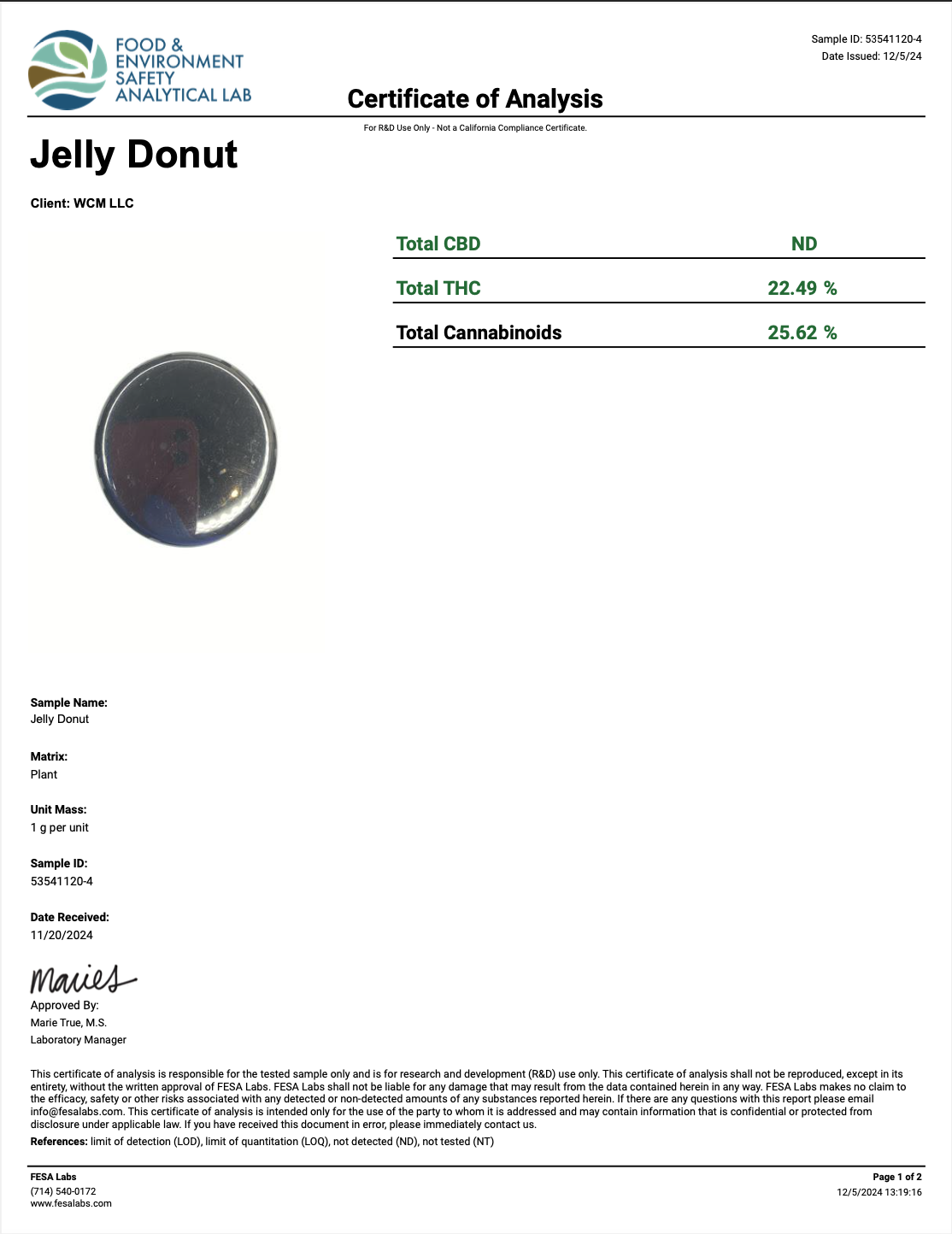 Jelly Donut THCa - Indica - 22.49%