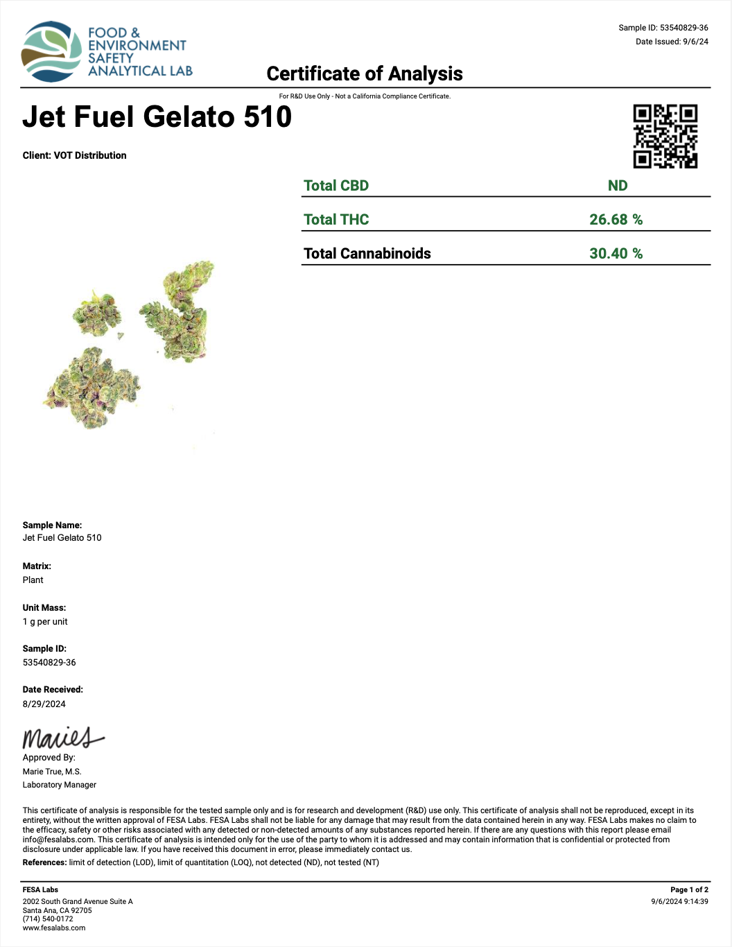 Jet Fuel Gelato THCA - Hybrid - 26.68%