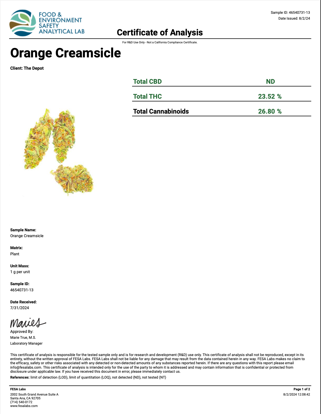 Orange Creamsicle THCa - Sativa - 23.52%