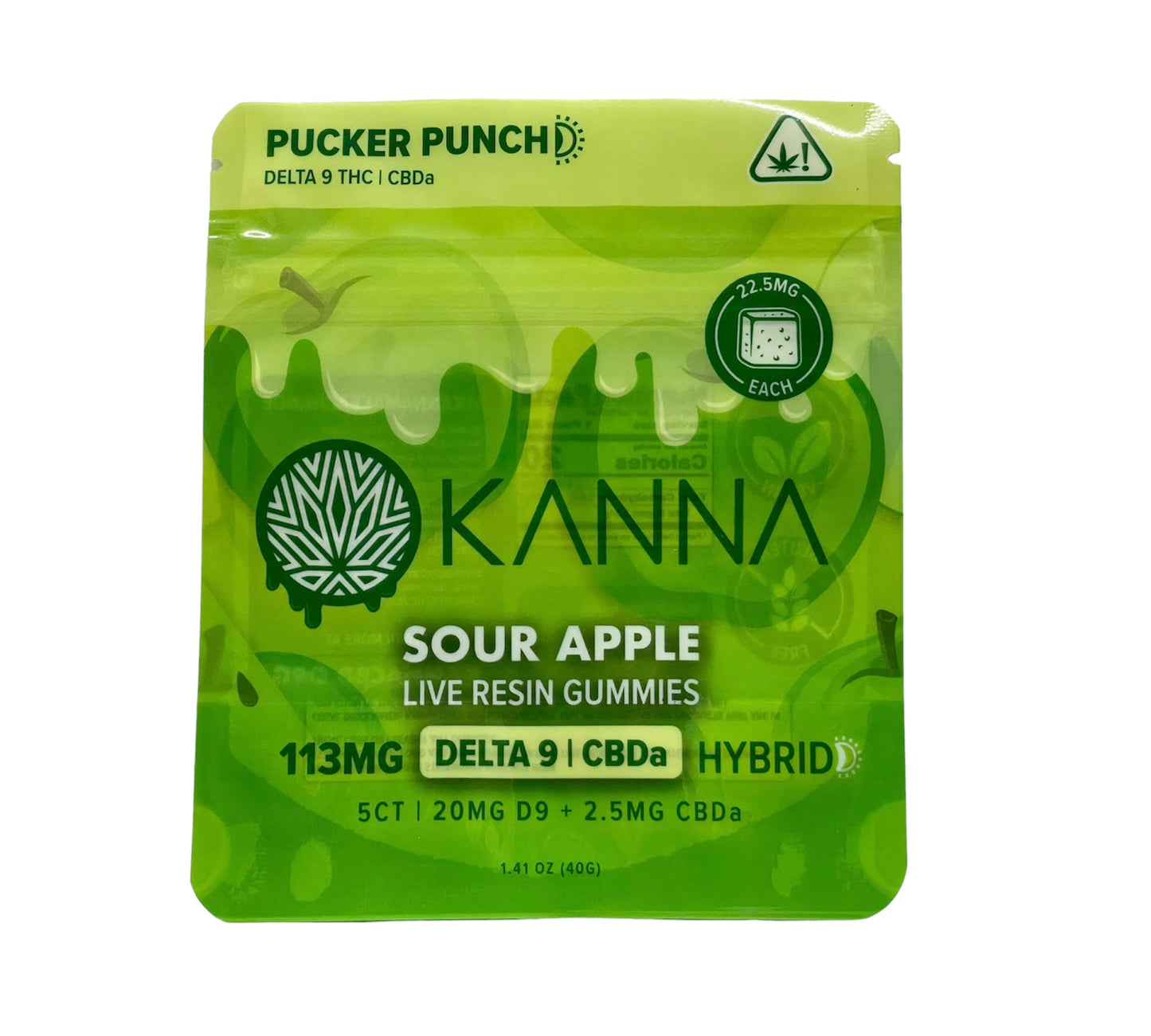 Sour Apple Live Resin 'Pucker Punch' Hybrid Gummies - D9/CBD - KANNA