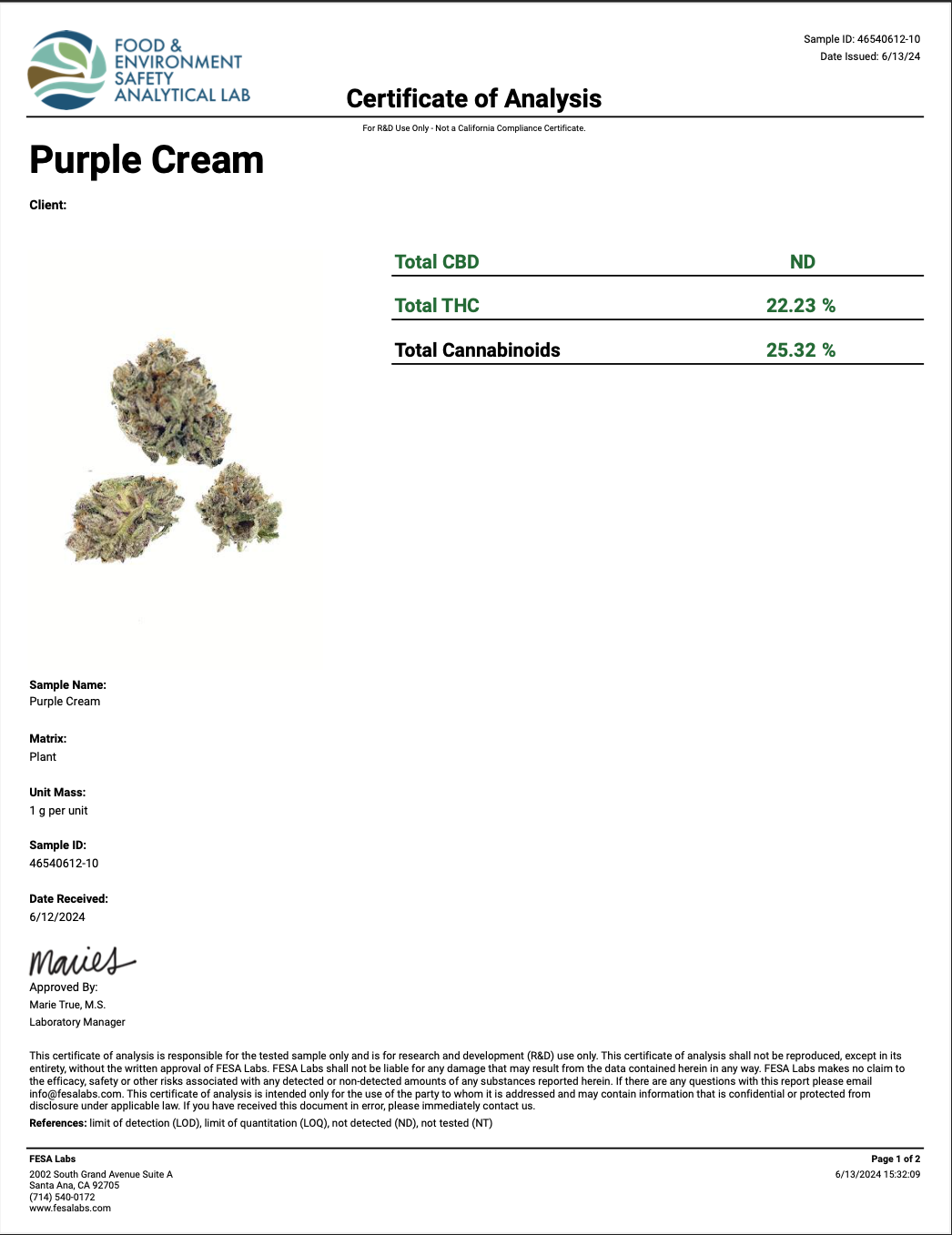 Purple Cream THCA - Sativa - 22.23%