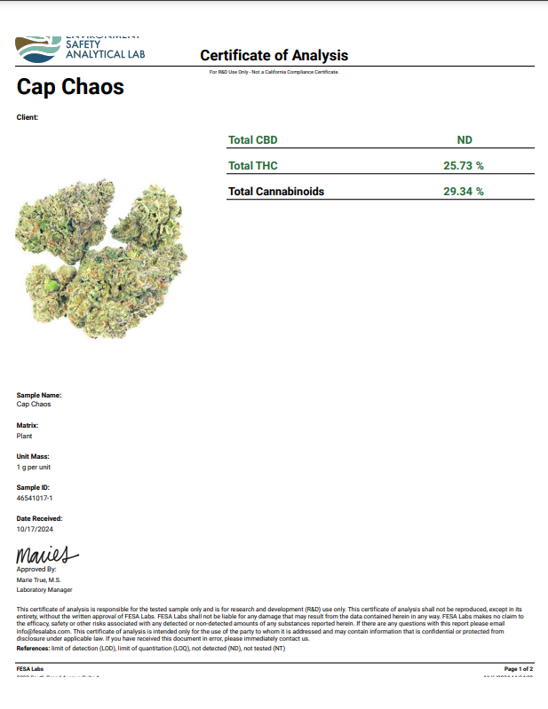 Cap Chaos THCa - Indica - 25.73%