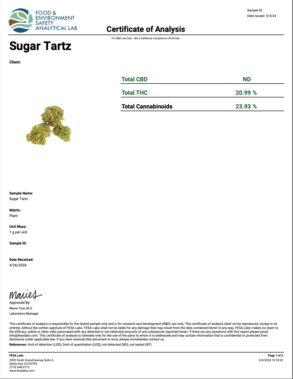 Sugar Tartz THCa Preroll - Hybrid