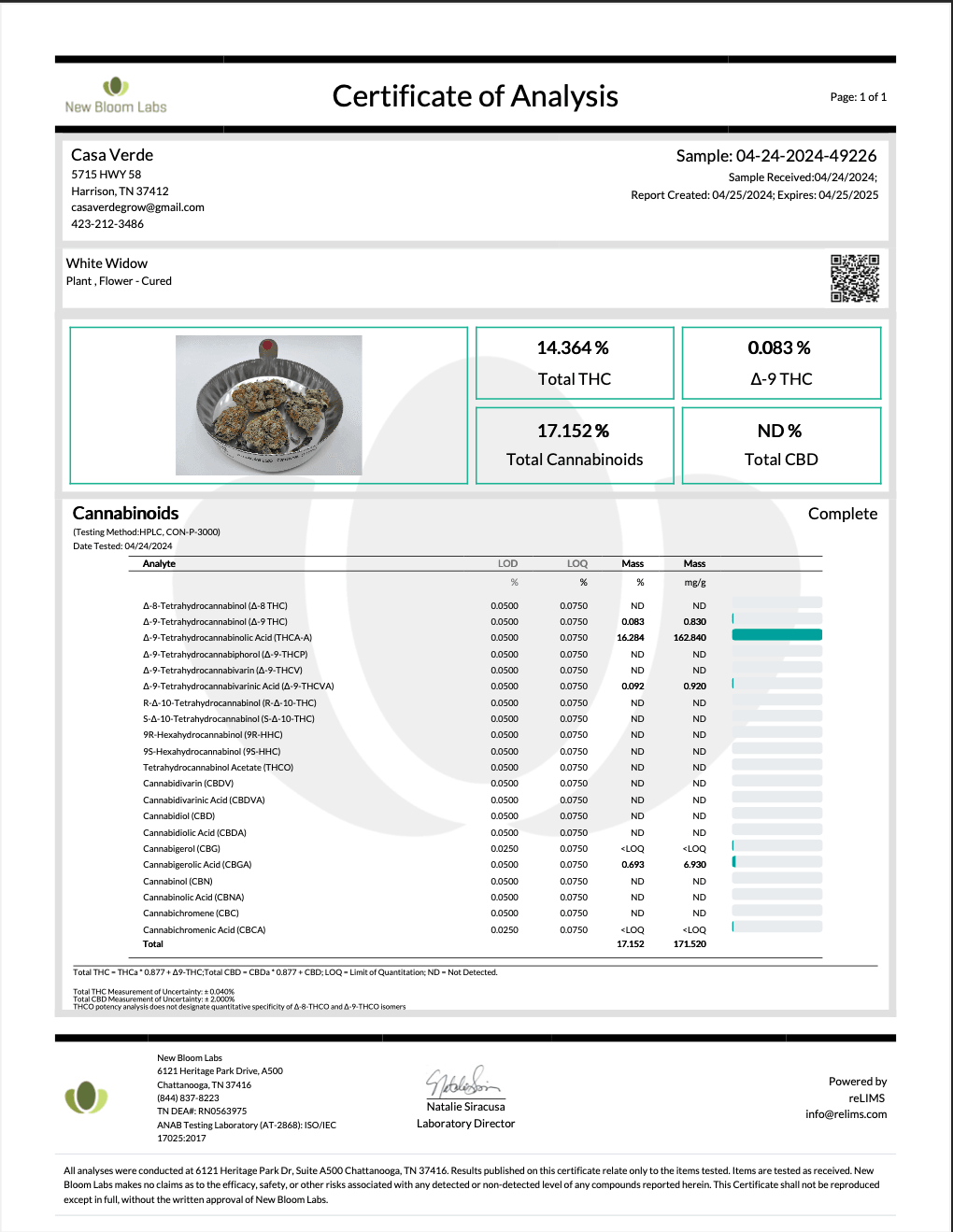 White Widow THCA - Hybrid - 14.36%