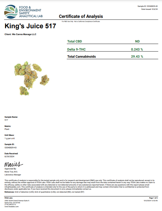 kings juice thca lab testing