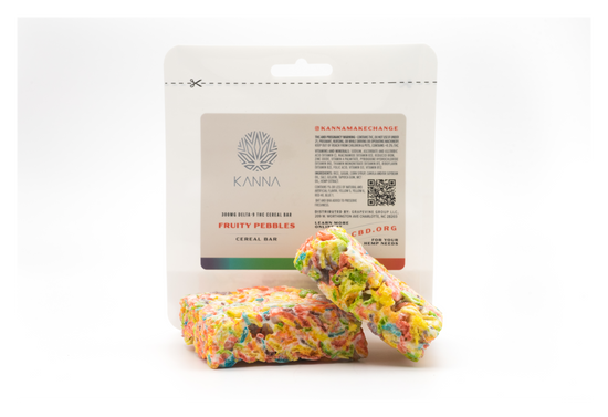 a delta 9 fruity pebbles bar with packaging