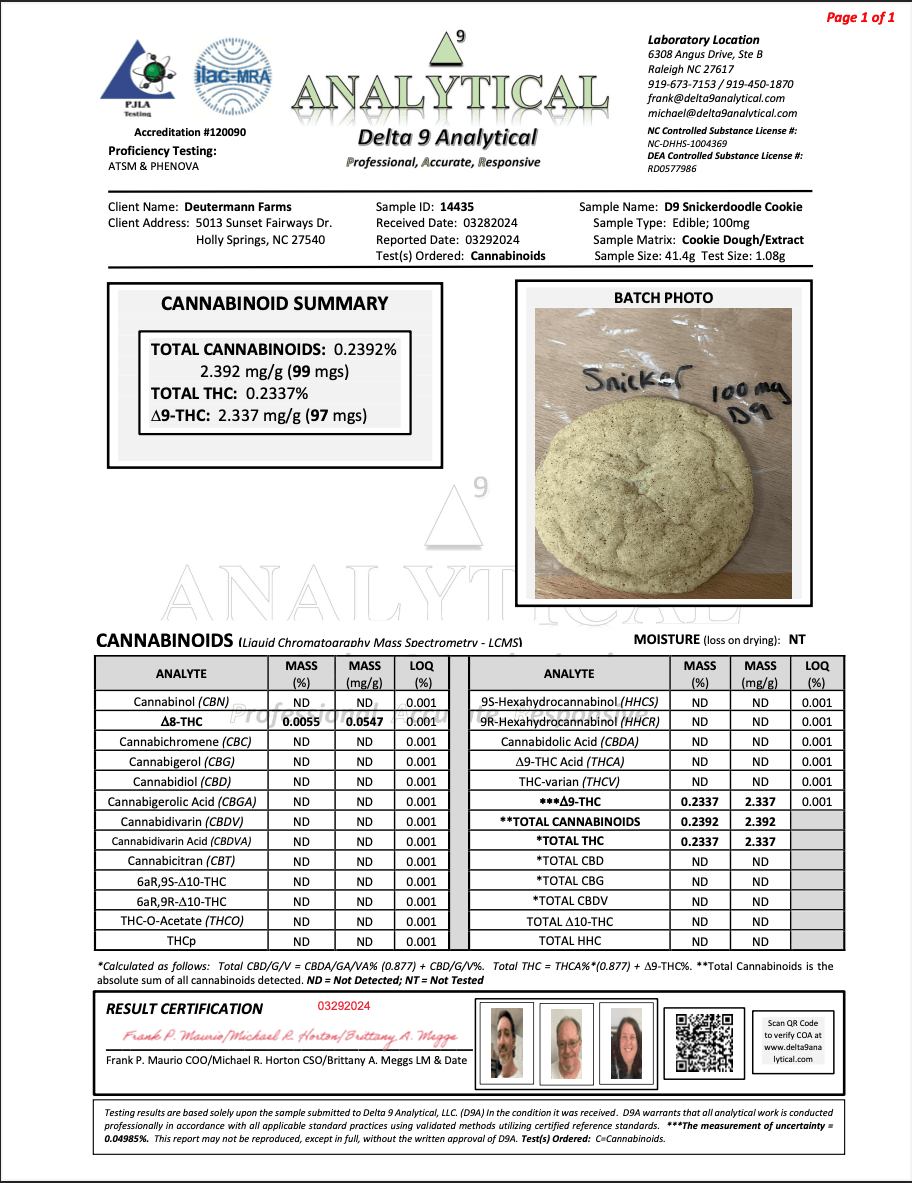 Deutermann Farms 100mg Delta-9 THC Cookie